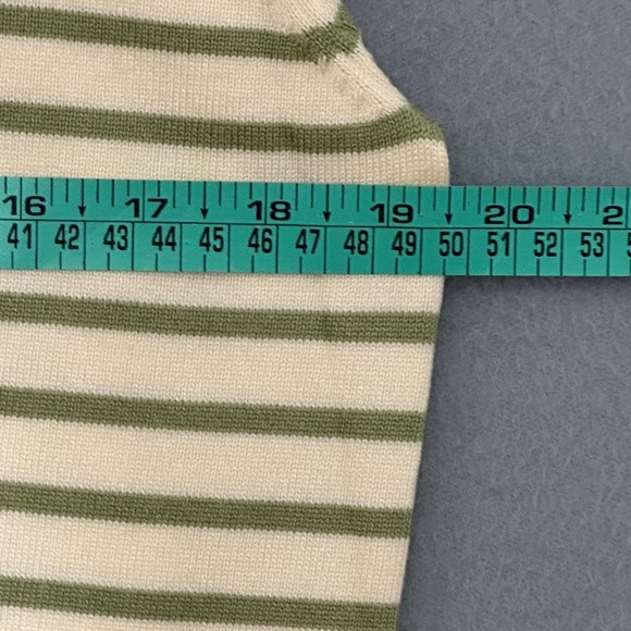 Feraud Limited Edition Mens Sweater Ivory Green Striped Pullover Classic Preppy - Picture 6 of 12